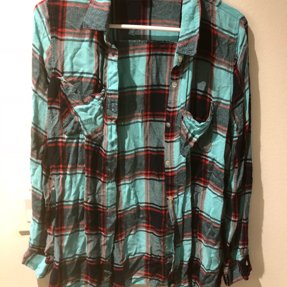 Blue flannel button down